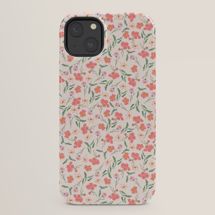 A breath of fresh air - A seamless floral pattern in pinks and reds iPhone Case