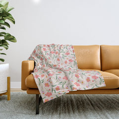 A breath of fresh air - A seamless floral pattern in pinks and reds Throw Blanket