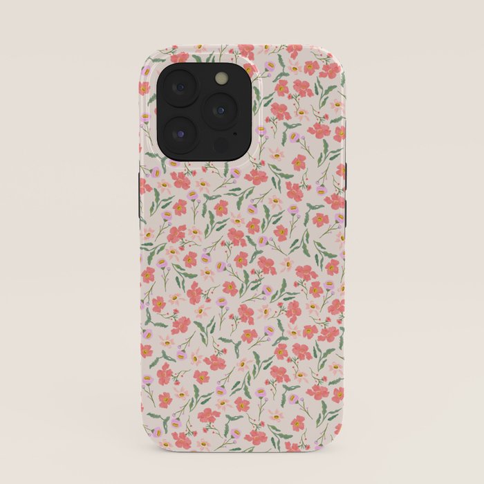A breath of fresh air - A seamless floral pattern in pinks and reds iPhone Case