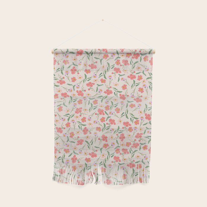 A breath of fresh air - A seamless floral pattern in pinks and reds Wall Hanging