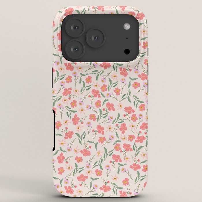 A breath of fresh air - A seamless floral pattern in pinks and reds iPhone Case