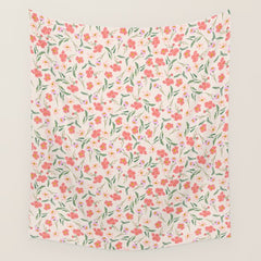A breath of fresh air - A seamless floral pattern in pinks and reds Wall Tapestry