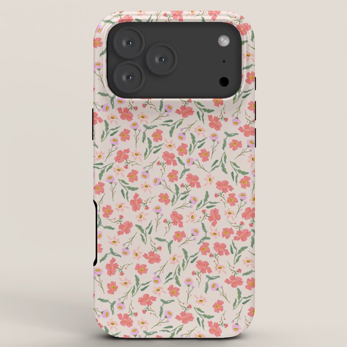 A breath of fresh air - A seamless floral pattern in pinks and reds iPhone Case
