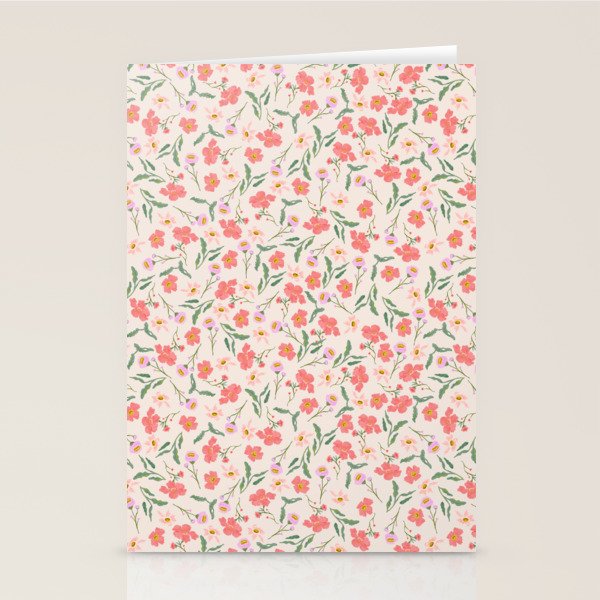 A breath of fresh air - A seamless floral pattern in pinks and reds Stationery Card