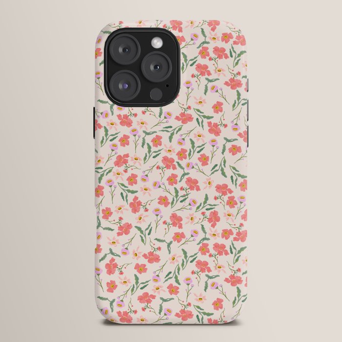 A breath of fresh air - A seamless floral pattern in pinks and reds iPhone Case