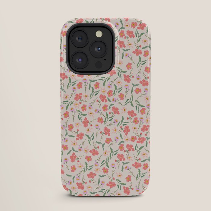 A breath of fresh air - A seamless floral pattern in pinks and reds iPhone Case