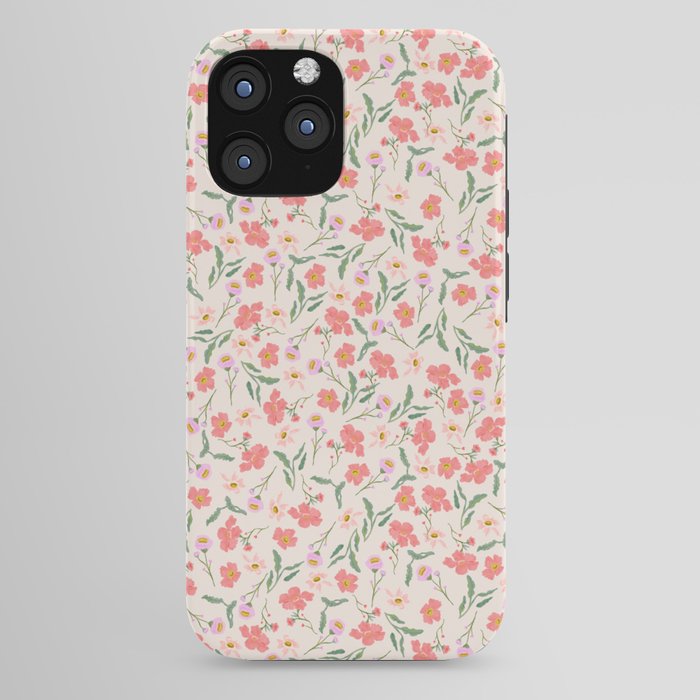 A breath of fresh air - A seamless floral pattern in pinks and reds iPhone Case