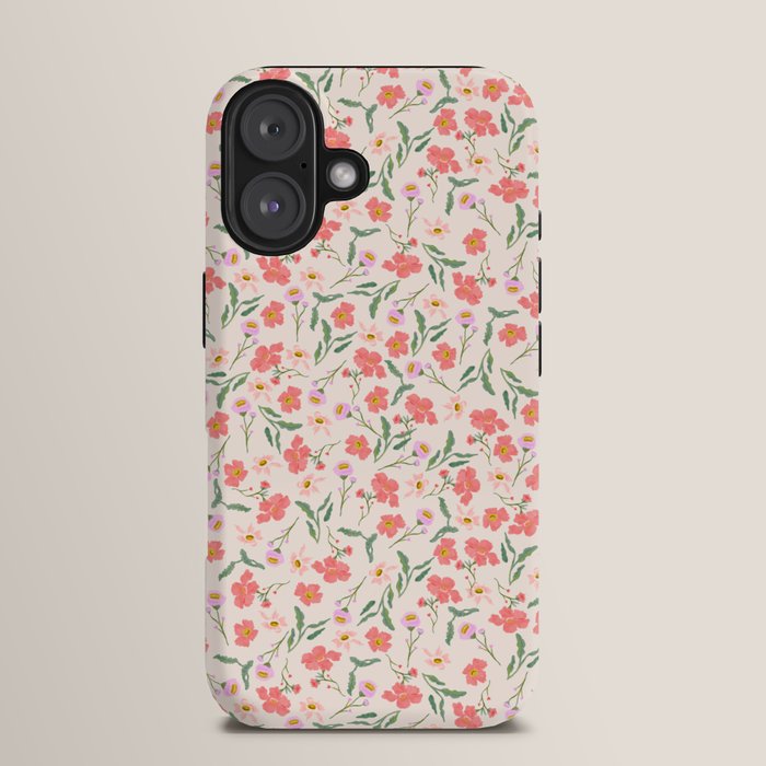 A breath of fresh air - A seamless floral pattern in pinks and reds iPhone Case