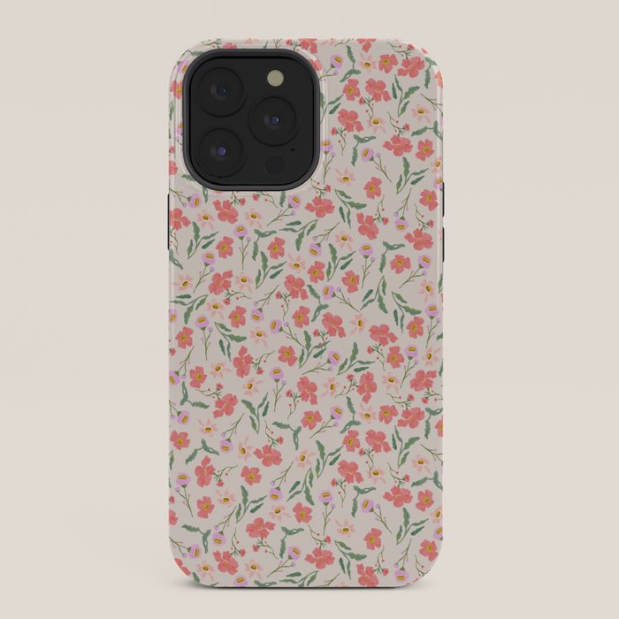 A breath of fresh air - A seamless floral pattern in pinks and reds iPhone Case