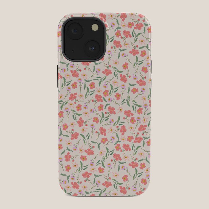 A breath of fresh air - A seamless floral pattern in pinks and reds iPhone Case