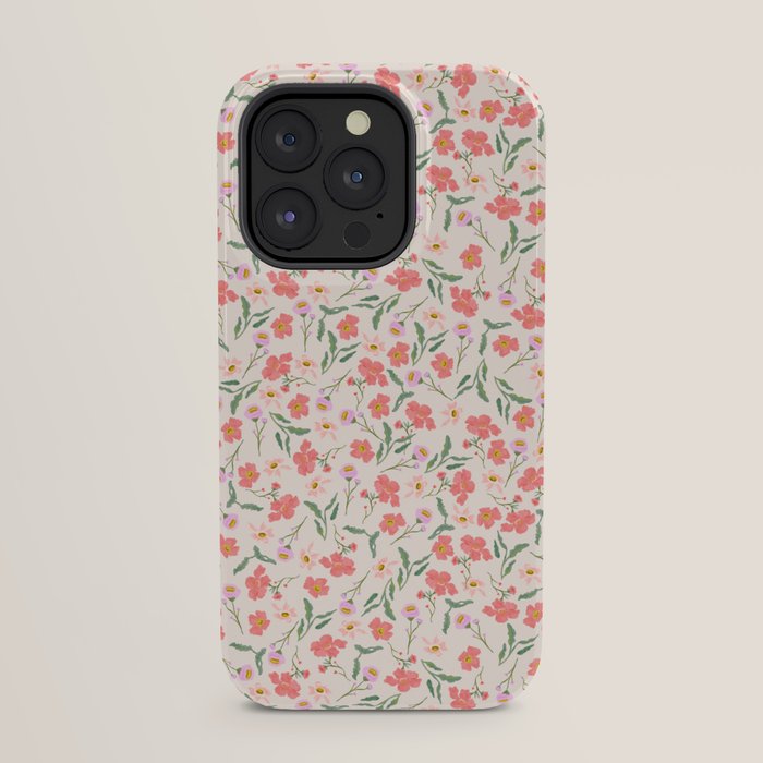 A breath of fresh air - A seamless floral pattern in pinks and reds iPhone Case