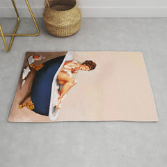 "Bathtub Whiskey" - Cute Vintage Brunette Pinup Girl Soaks & Enjoys A Cocktail. (V.2) Rug