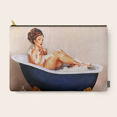 "Bathtub Whiskey" - Cute Vintage Brunette Pinup Girl Soaks & Enjoys A Cocktail. (V.2) Carry All Pouch