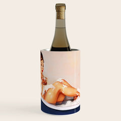 "Bathtub Whiskey" - Cute Vintage Brunette Pinup Girl Soaks & Enjoys A Cocktail. (V.2) Wine Chiller