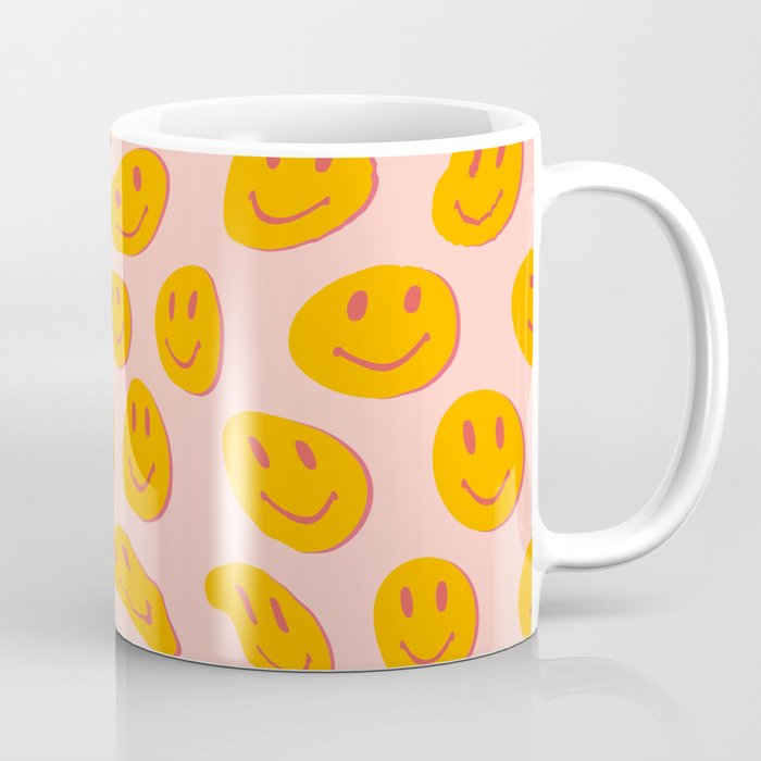 70s retro yellow smile face illustration  Coffee Mug