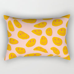 70s retro yellow smile face illustration  Rectangular Pillow