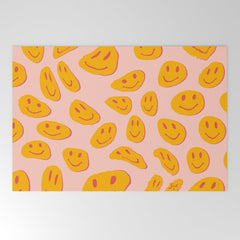 70s retro yellow smile face illustration  Welcome Mat