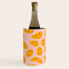 70s retro yellow smile face illustration  Wine Chiller