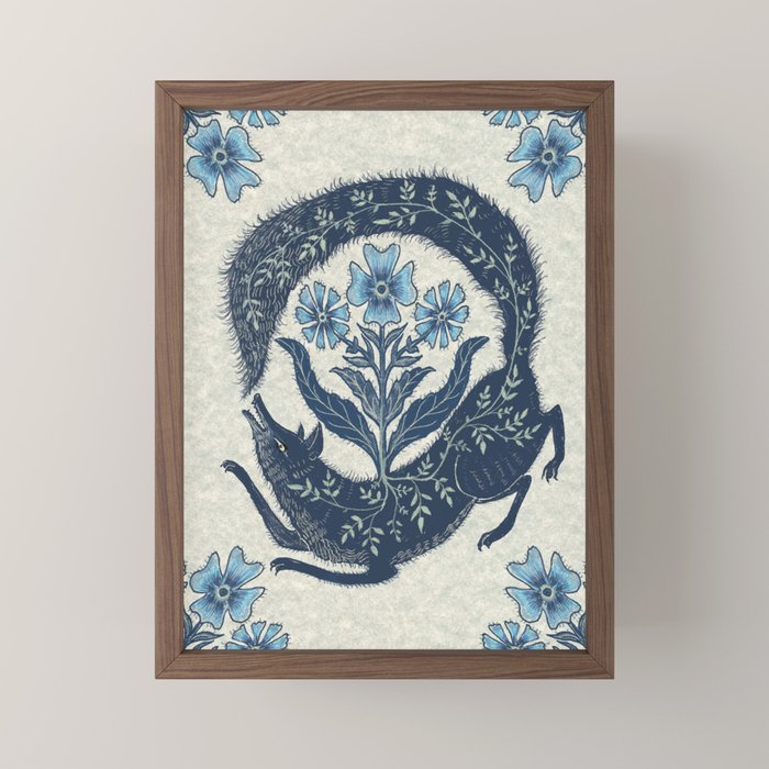 A Fox Chasing Its Tail Mini Art Print