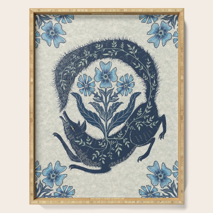 A Fox Chasing Its Tail Serving Tray