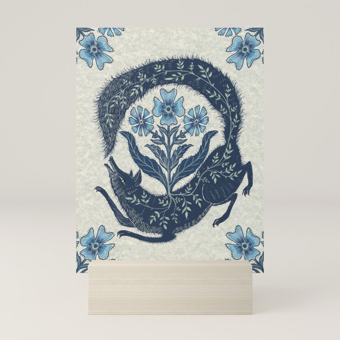 A Fox Chasing Its Tail Mini Art Print