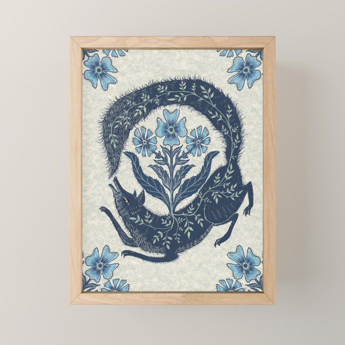A Fox Chasing Its Tail Mini Art Print