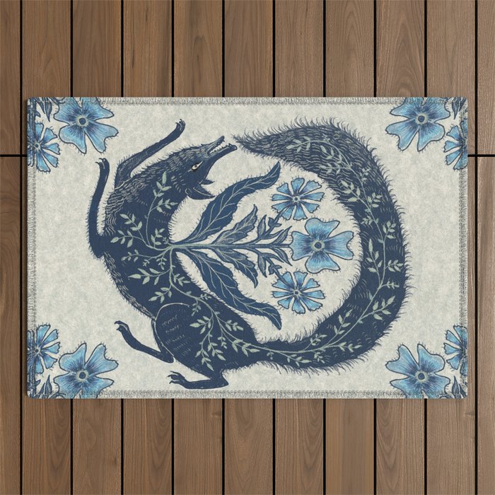 A Fox Chasing Its Tail Outdoor Rug