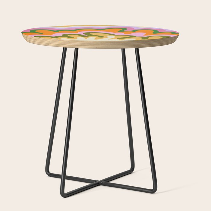 70s Hippie Retro Abstract Colorful Explosion Side Table