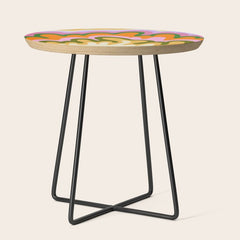70s Hippie Retro Abstract Colorful Explosion Side Table