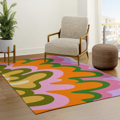 70s Hippie Retro Abstract Colorful Explosion Rug