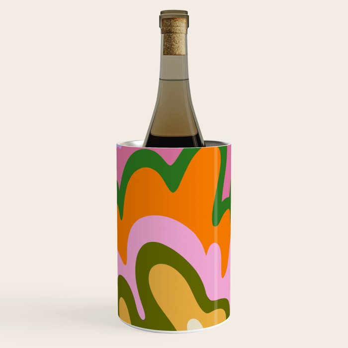 70s Hippie Retro Abstract Colorful Explosion Wine Chiller
