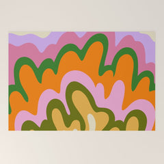 70s Hippie Retro Abstract Colorful Explosion Welcome Mat