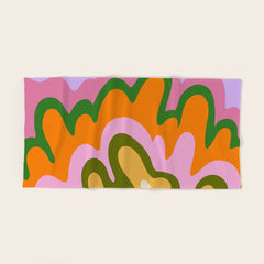 70s Hippie Retro Abstract Colorful Explosion Bath Towel