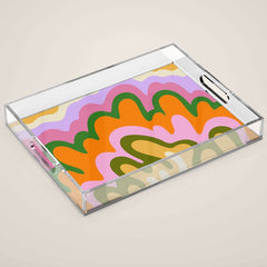 70s Hippie Retro Abstract Colorful Explosion Acrylic Tray