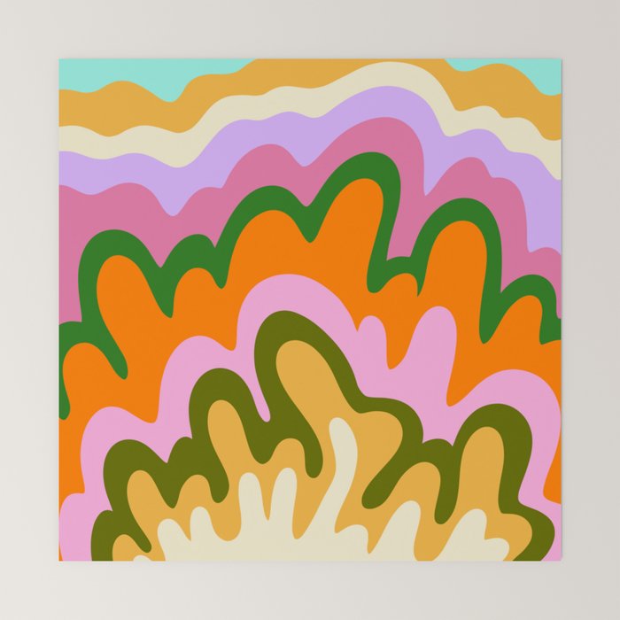 70s Hippie Retro Abstract Colorful Explosion Mini Art Print