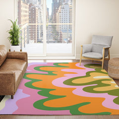 70s Hippie Retro Abstract Colorful Explosion Rug