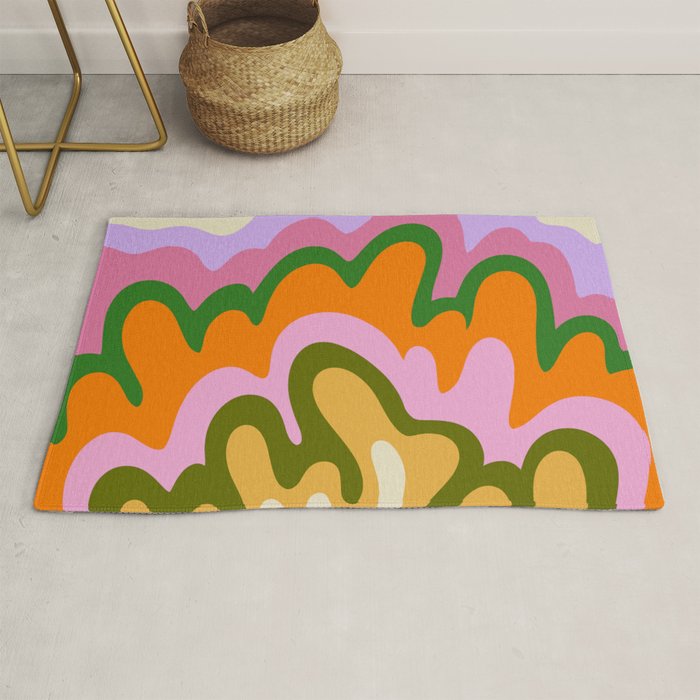 70s Hippie Retro Abstract Colorful Explosion Rug