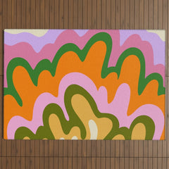 70s Hippie Retro Abstract Colorful Explosion Outdoor Rug