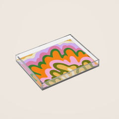70s Hippie Retro Abstract Colorful Explosion Acrylic Tray