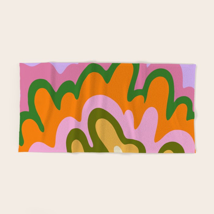 70s Hippie Retro Abstract Colorful Explosion Bath Towel