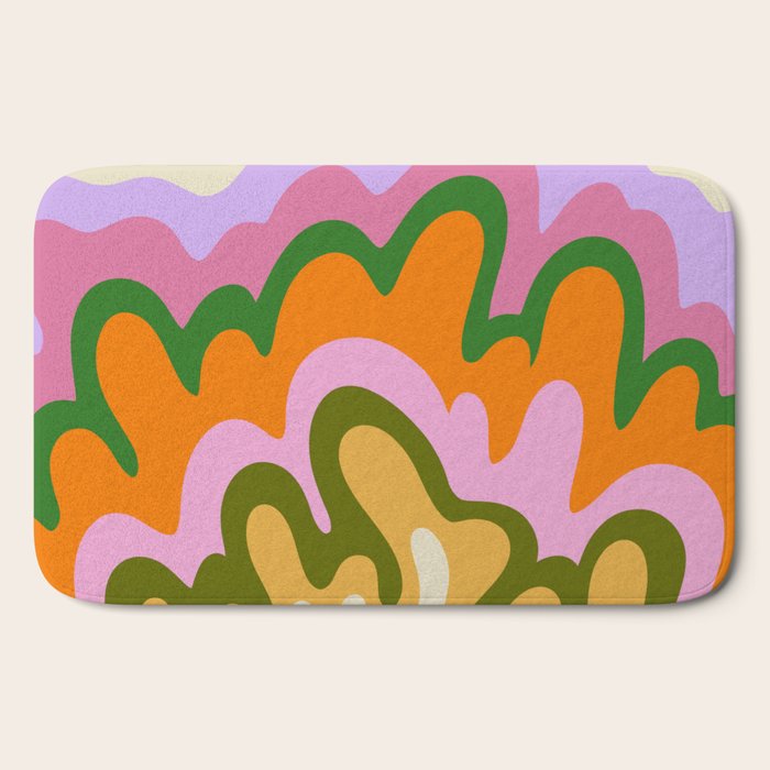 70s Hippie Retro Abstract Colorful Explosion Bath Mat