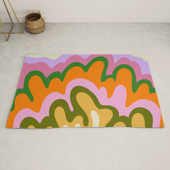 70s Hippie Retro Abstract Colorful Explosion Rug