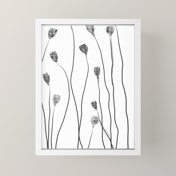 A group of poppy heads Mini Art Print