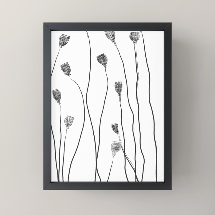 A group of poppy heads Mini Art Print