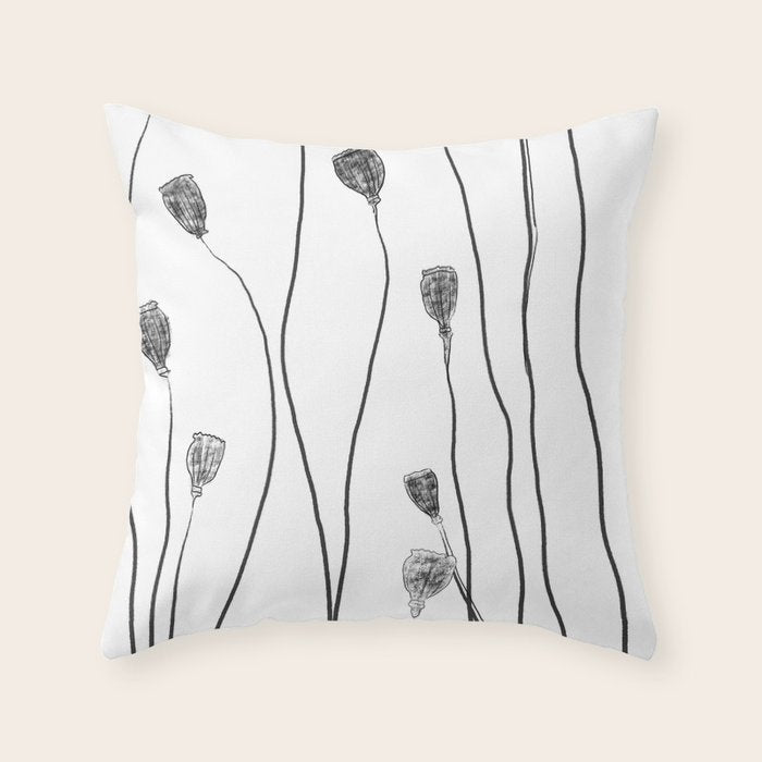 A group of poppy heads Throw Pillow