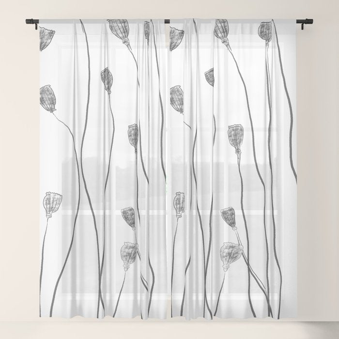 A group of poppy heads Window Curtain
