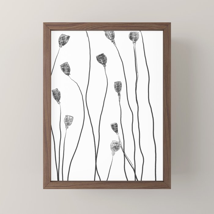 A group of poppy heads Mini Art Print