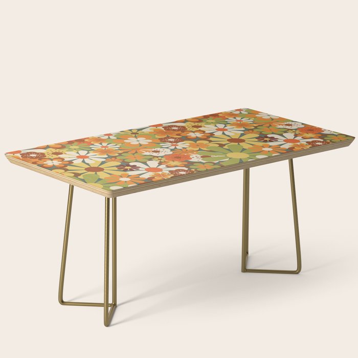 70's Retro Flowers Print Coffee Table
