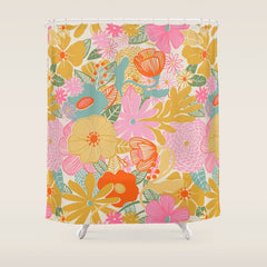 60's Retro Floral Shower Curtain