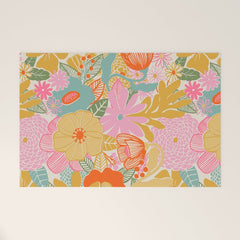 60's Retro Floral Welcome Mat